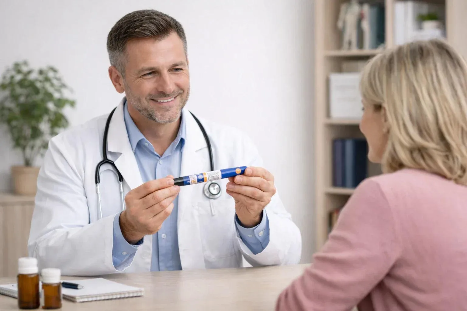 Physician consulting a patient remotely through telehealth