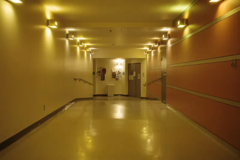 Well-lit hospital corridor representing our clinical partner network